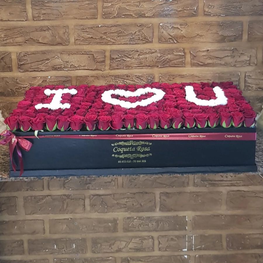 I love you spelled in white roses